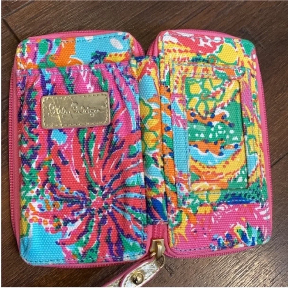 Lilly Pulitzer Wallet Tiki Palm Wristlet Wallet Pink - Picture 5 of 11